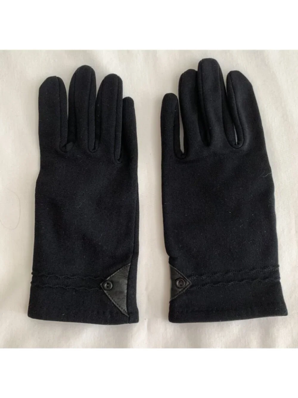 Vintage 8” Womens Short Black Nylon Gloves Small